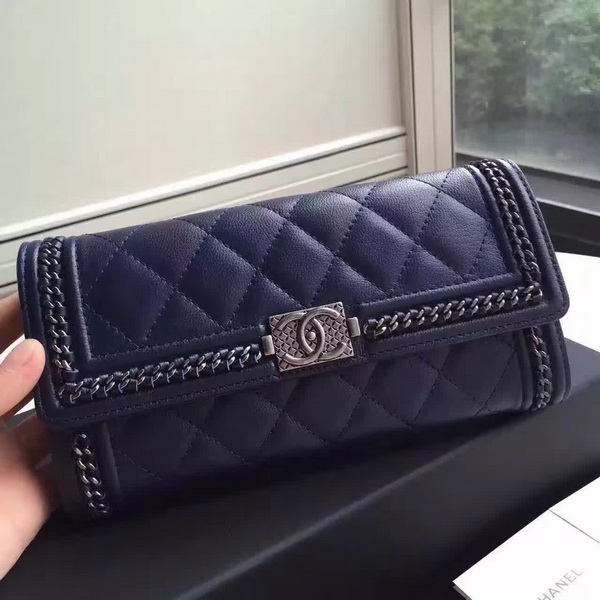 Chanel Le Boy Wallet Navy Calfskin for Sale