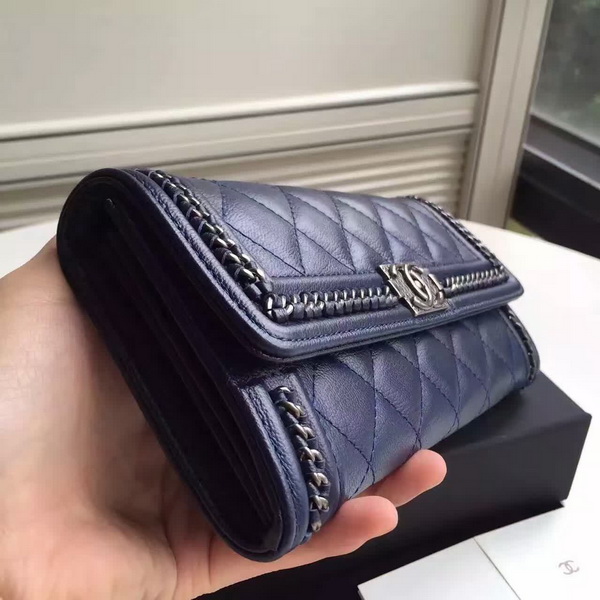 Chanel Le Boy Wallet Navy Calfskin for Sale