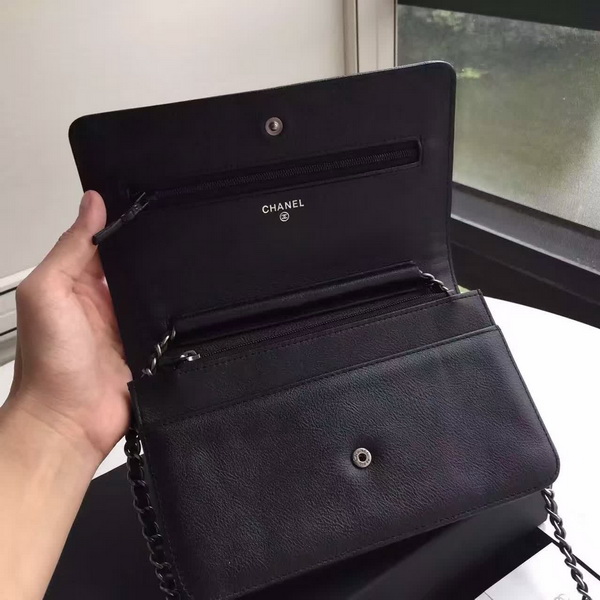 Chanel Le Boy Wallet On Chain Black Calfskin for Sale