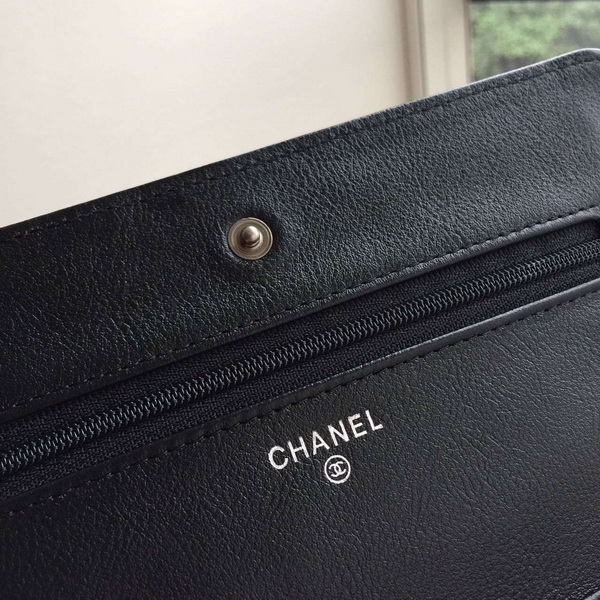 Chanel Le Boy Wallet On Chain Black Calfskin for Sale