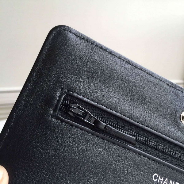 Chanel Le Boy Wallet On Chain Black Calfskin for Sale