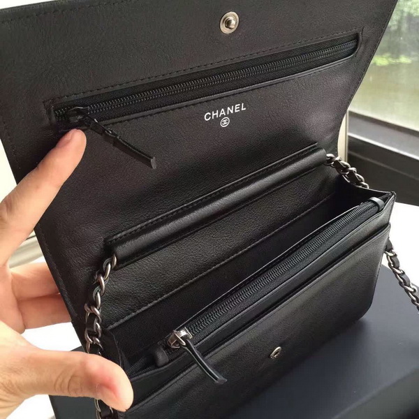 Chanel Le Boy Wallet On Chain Black Calfskin for Sale