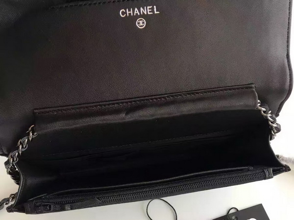 Chanel Le Boy Wallet On Chain Black Chevron Lambskin for Sale