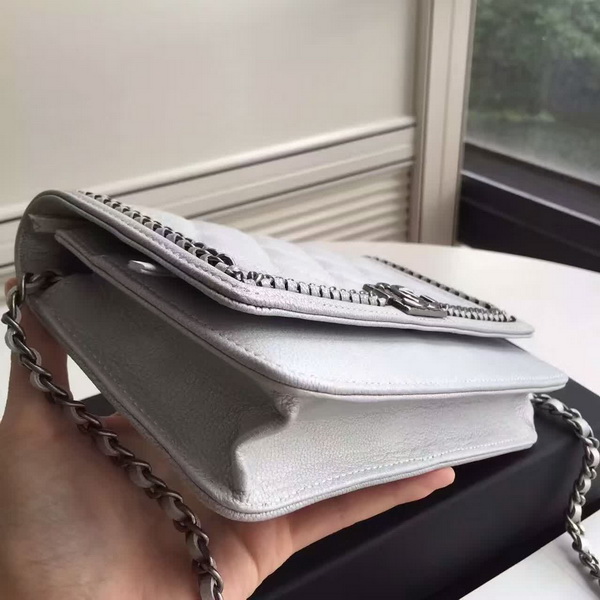 Chanel Le Boy Wallet On Chain Light Grey Calfskin for Sale