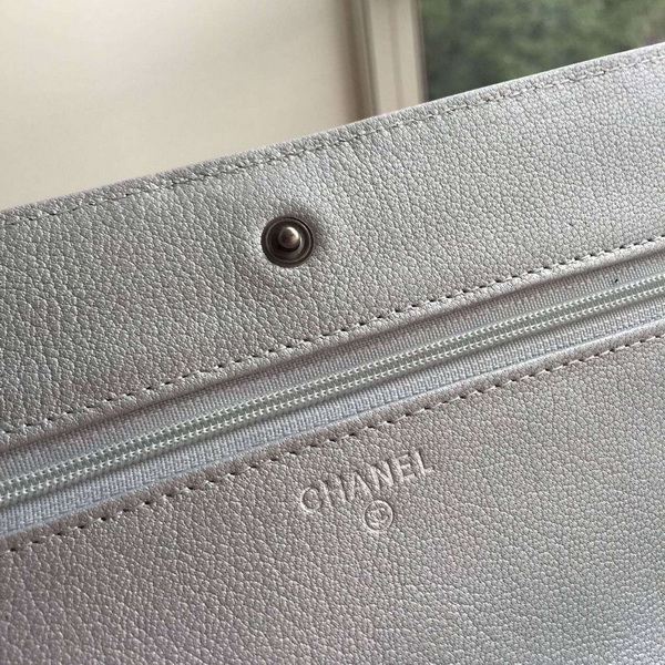 Chanel Le Boy Wallet On Chain Light Grey Calfskin for Sale