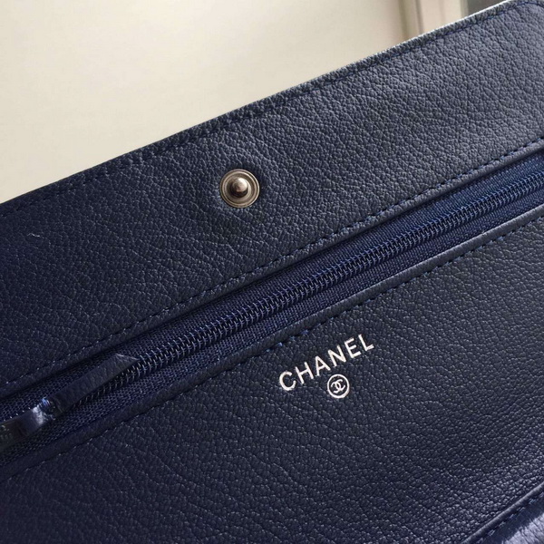 Chanel Le Boy Wallet On Chain Navy Calfskin for Sale