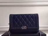 Chanel Le Boy Wallet On Chain Navy Calfskin for Sale