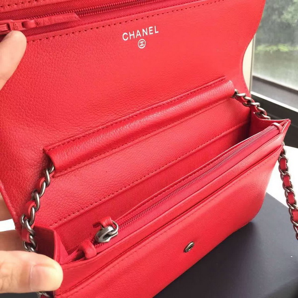 Chanel Le Boy Wallet On Chain Red Calfskin for Sale