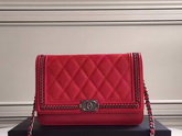 Chanel Le Boy Wallet On Chain Red Calfskin for Sale