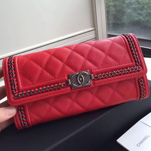 Chanel Le Boy Wallet Red Calfskin for Sale