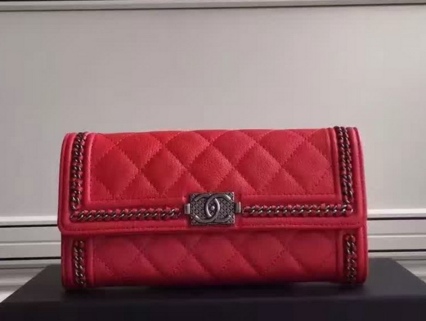 Chanel Le Boy Wallet Red Calfskin for Sale