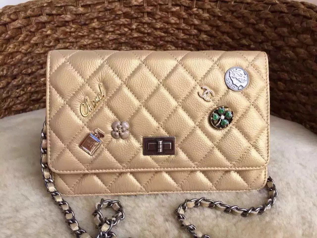 Chanel Le Boy Wallet in Black With Chain and Charms for Sale