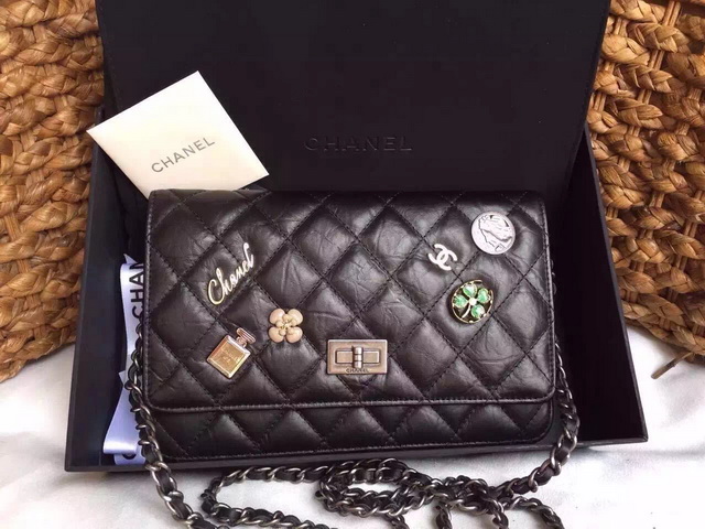 Chanel Le Boy Wallet in Black With Chain and Charms for Sale