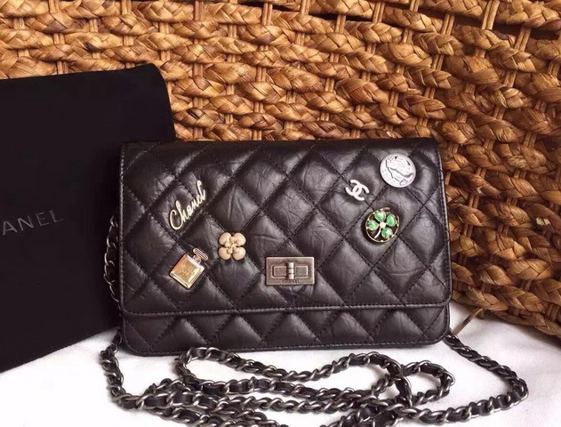 Chanel Le Boy Wallet in Black With Chain and Charms for Sale