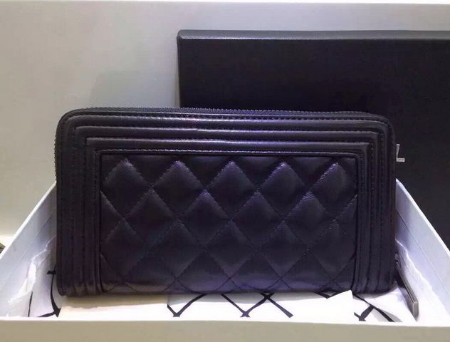 Chanel Le Boy Zipped Wallet Black Lambskin for Sale