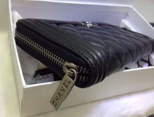 Chanel Le Boy Zipped Wallet Black Lambskin for Sale