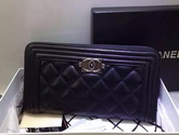 Chanel Le Boy Zipped Wallet Black Lambskin for Sale