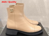 Chanel Leather Ankle Boot in Beige Replica