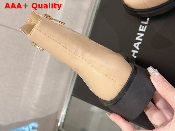 Chanel Leather Ankle Boot in Beige Replica