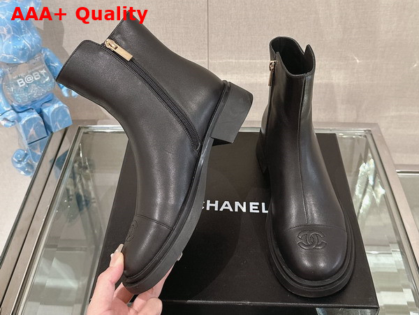 Chanel Leather Ankle Boot in Black Replica