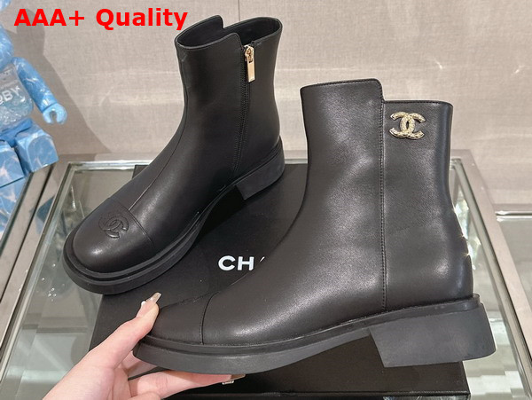 Chanel Leather Ankle Boot in Black Replica