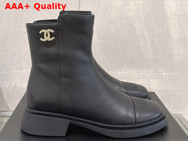 Chanel Leather Ankle Boot in Black Replica