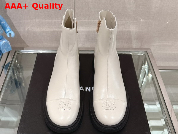 Chanel Leather Ankle Boot in White Replica