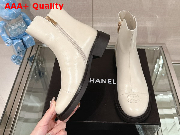 Chanel Leather Ankle Boot in White Replica