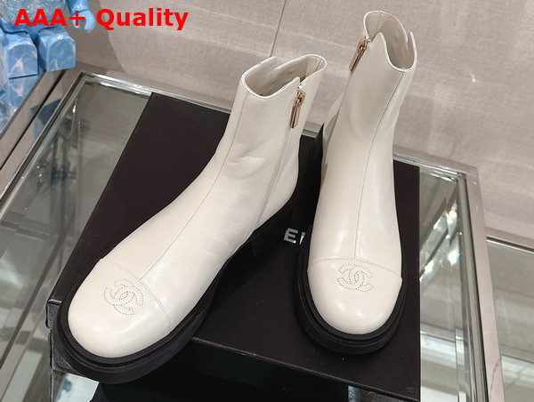 Chanel Leather Ankle Boot in White Replica