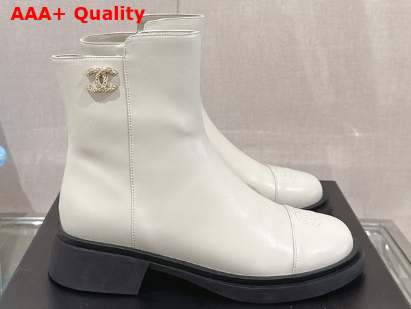 Chanel Leather Ankle Boot in White Replica