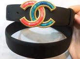 Chanel Leather Belt in Black with Multicolor CC Belt Buckle