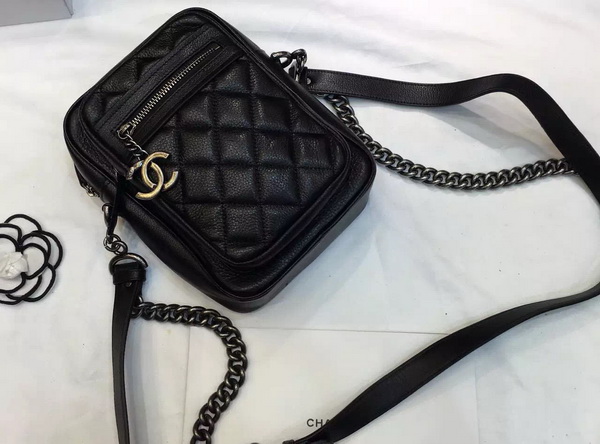 Chanel Leather Messenger Bag in Black for Sale