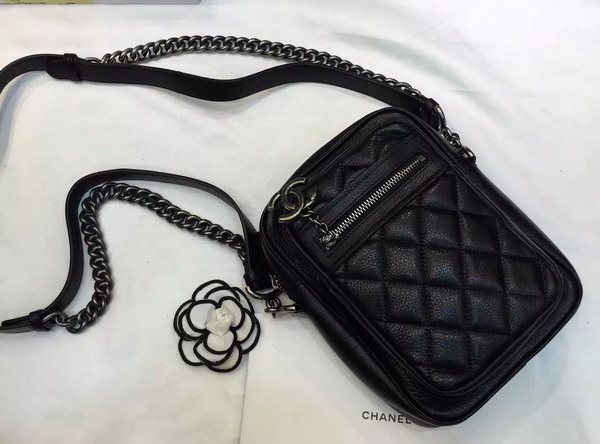 Chanel Leather Messenger Bag in Black for Sale