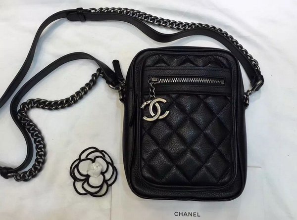 Chanel Leather Messenger Bag in Black for Sale