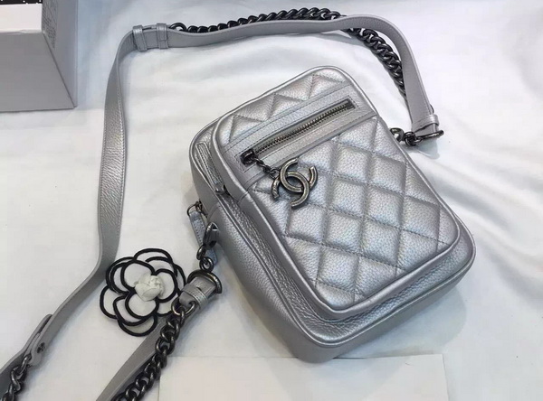 Chanel Leather Messenger Bag in Sivler for Sale