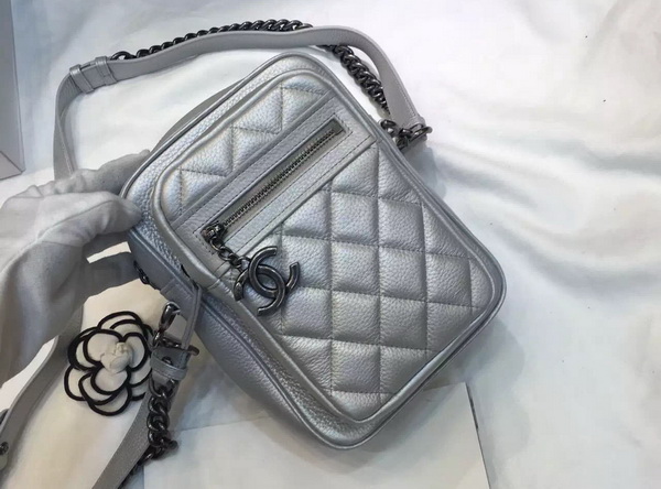 Chanel Leather Messenger Bag in Sivler for Sale