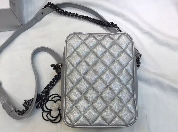 Chanel Leather Messenger Bag in Sivler for Sale