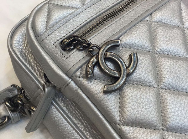 Chanel Leather Messenger Bag in Sivler for Sale