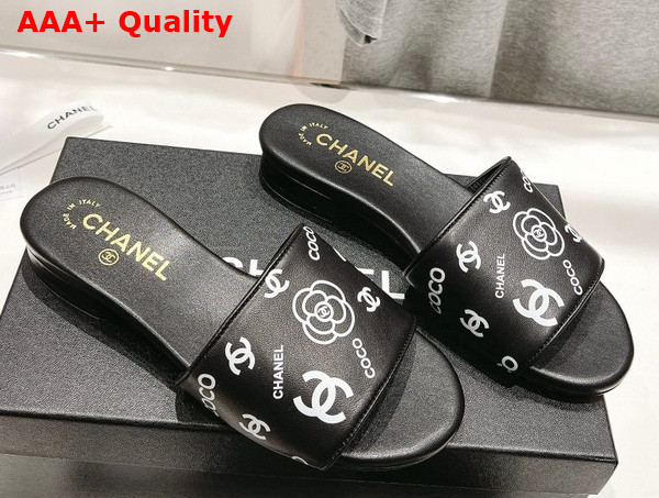 Chanel Leather Mule in Black Printed Lambskin Replica