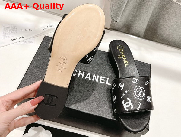 Chanel Leather Mule in Black Printed Lambskin Replica