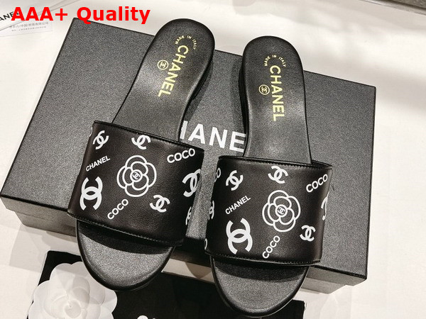 Chanel Leather Mule in Black Printed Lambskin Replica