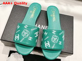 Chanel Leather Mule in Green Printed Lambskin Replica