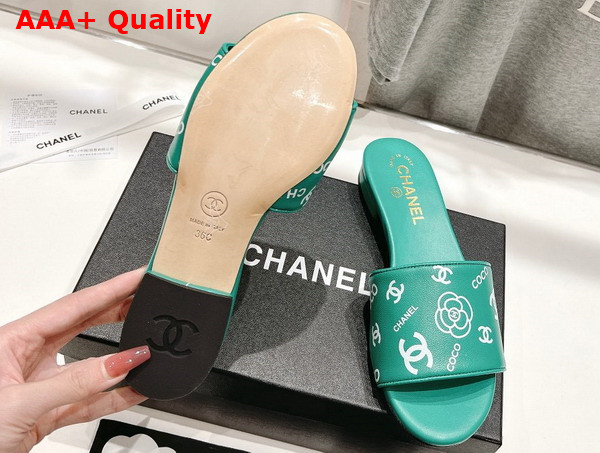 Chanel Leather Mule in Green Printed Lambskin Replica