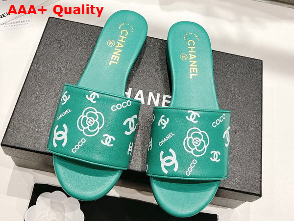 Chanel Leather Mule in Green Printed Lambskin Replica