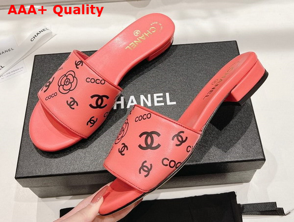 Chanel Leather Mule in Pink Printed Lambskin Replica