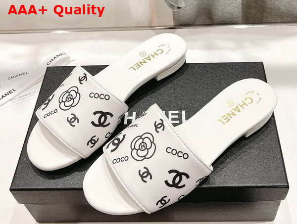 Chanel Leather Mule in White Printed Lambskin Replica