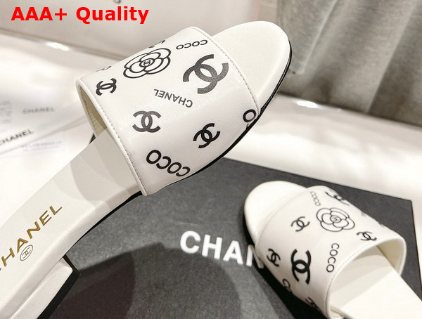 Chanel Leather Mule in White Printed Lambskin Replica