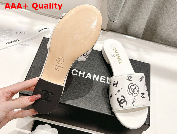 Chanel Leather Mule in White Printed Lambskin Replica