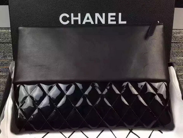 Chanel Leather Pouch Black Patent Leather for Sale