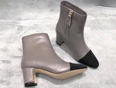 Chanel Leather Short Boot with Side Zip Grey Calfskin